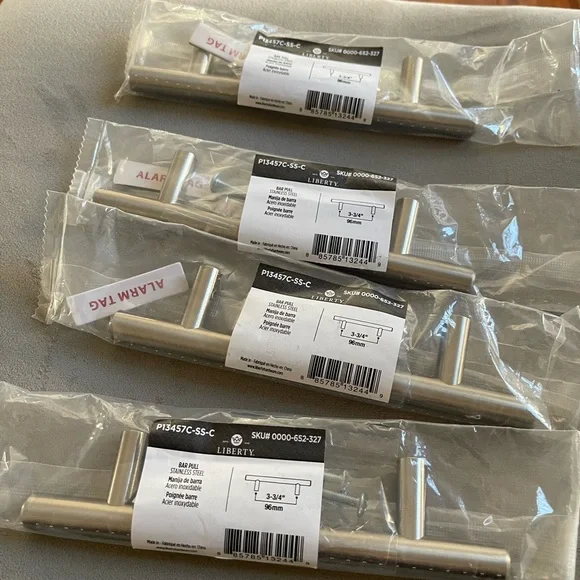 Liberty Brushed Silver Drawer Pulls 4 pieces - Picture 3 of 5